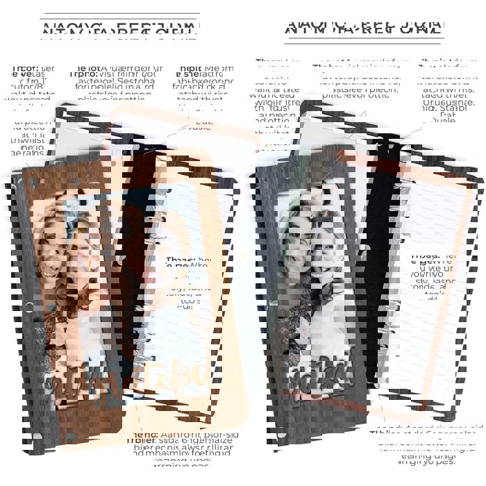 Personalized "Grateful" Wood Journal with Photo Sleeve