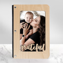 Maple (Light Wood) Not Personalized Personalized "Grateful" Wood Journal with Photo Sleeve