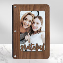 Walnut (Dark Wood) Not Personalized Personalized "Grateful" Wood Journal with Photo Sleeve