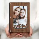 Walnut (Dark Wood) Personalized Personalized "Grateful" Wood Journal with Photo Sleeve