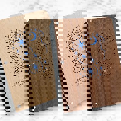 Personalized Wood Journal with Photo Sleeve - Dreams Design
