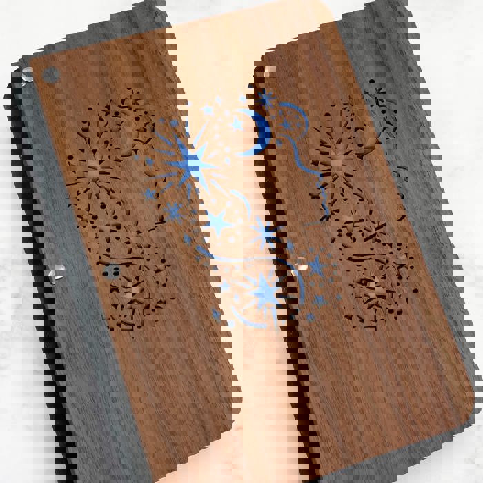 Personalized Wood Journal with Photo Sleeve - Dreams Design