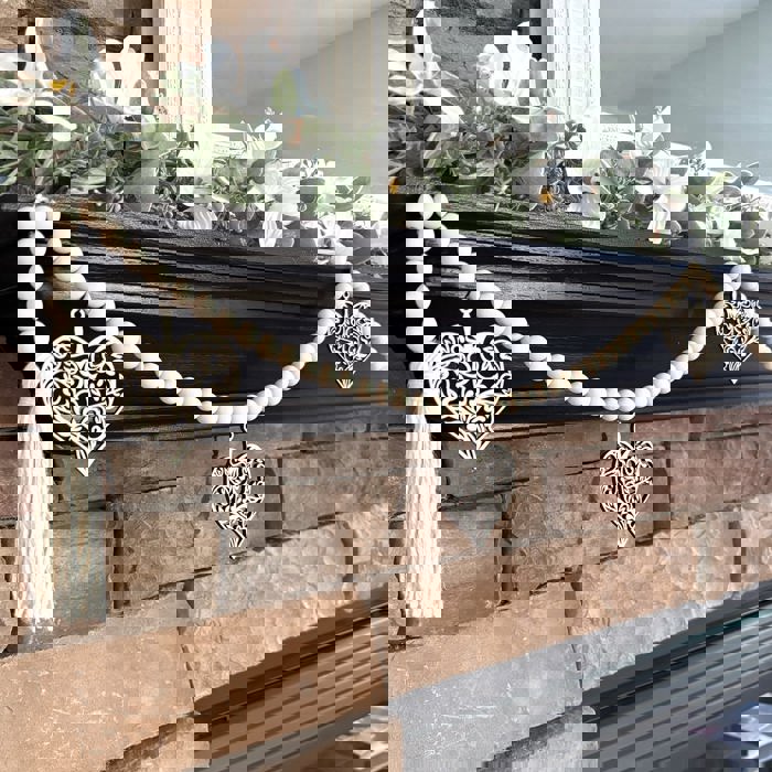 Heart Wood Bead Garland with Interchangeable Seasonal Charms