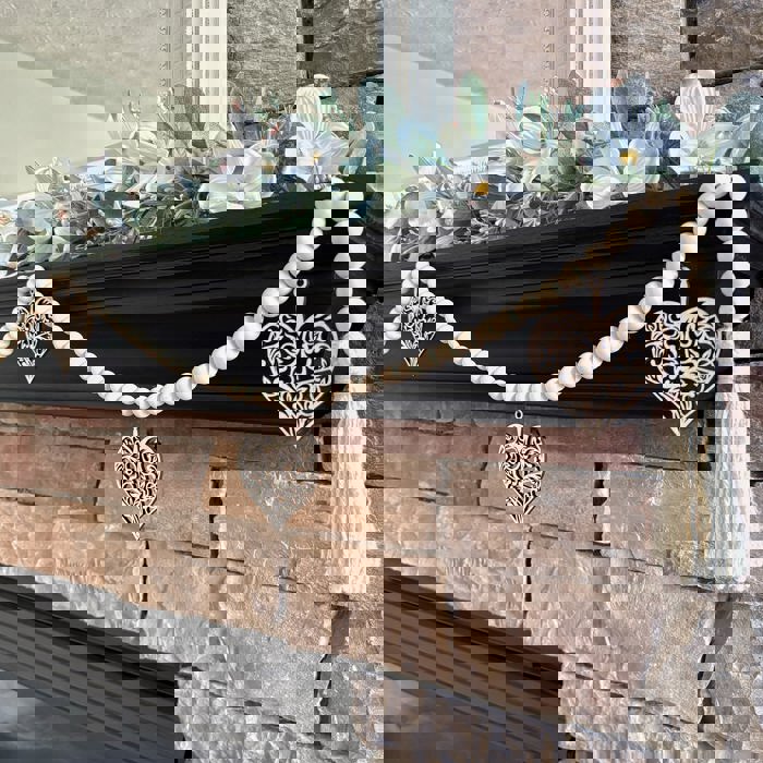 Heart Wood Bead Garland with Interchangeable Seasonal Charms