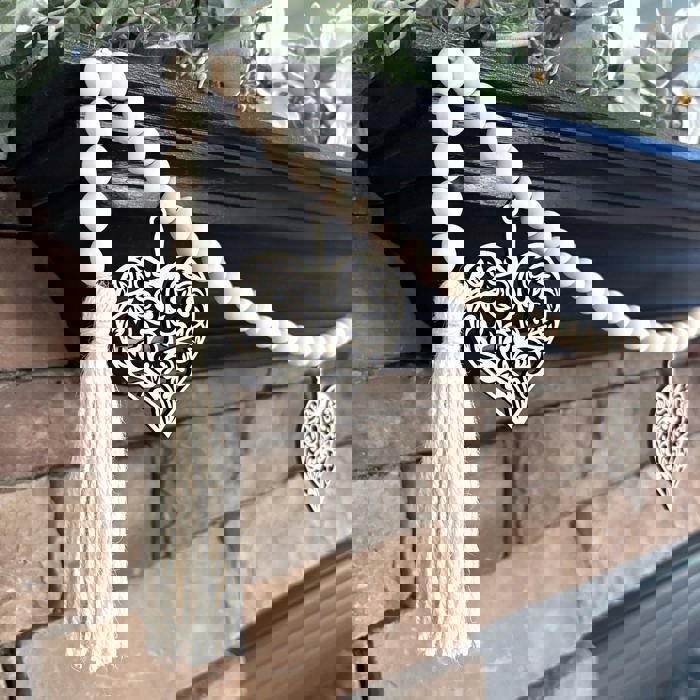 Heart Wood Bead Garland with Interchangeable Seasonal Charms