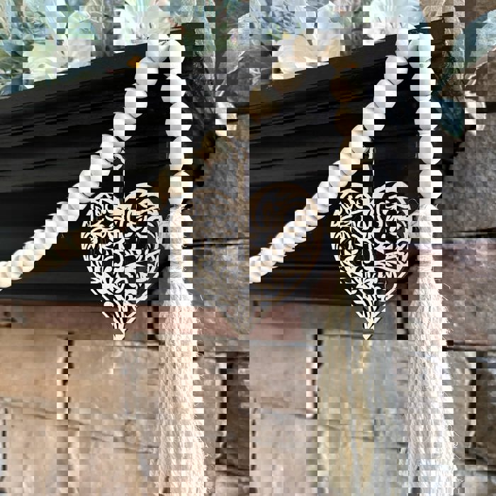 Heart Wood Bead Garland with Interchangeable Seasonal Charms