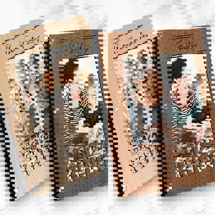 Personalized Wood Recipe Book with Photo Sleeve, Harvest Design