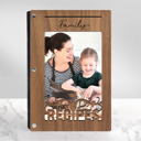 Walnut (Dark Wood) Not Personalized Personalized Wood Recipe Book with Photo Sleeve, Harvest Design