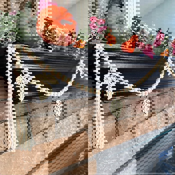 Fall Leaves Wood Bead Garland with Interchangeable Seasonal Charms