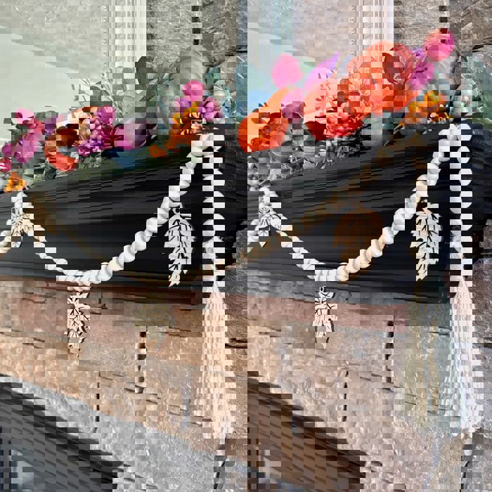 Fall Leaves Wood Bead Garland with Interchangeable Seasonal Charms