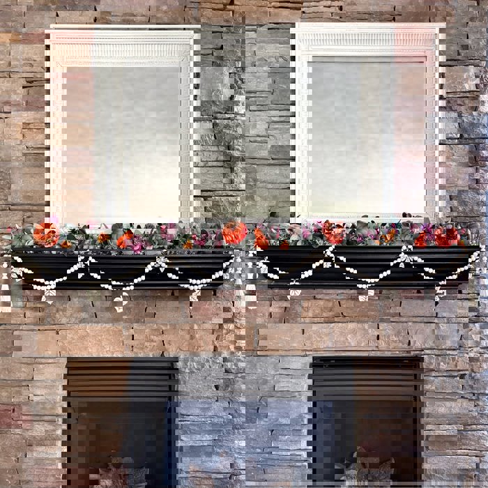 Fall Leaves Wood Bead Garland with Interchangeable Seasonal Charms