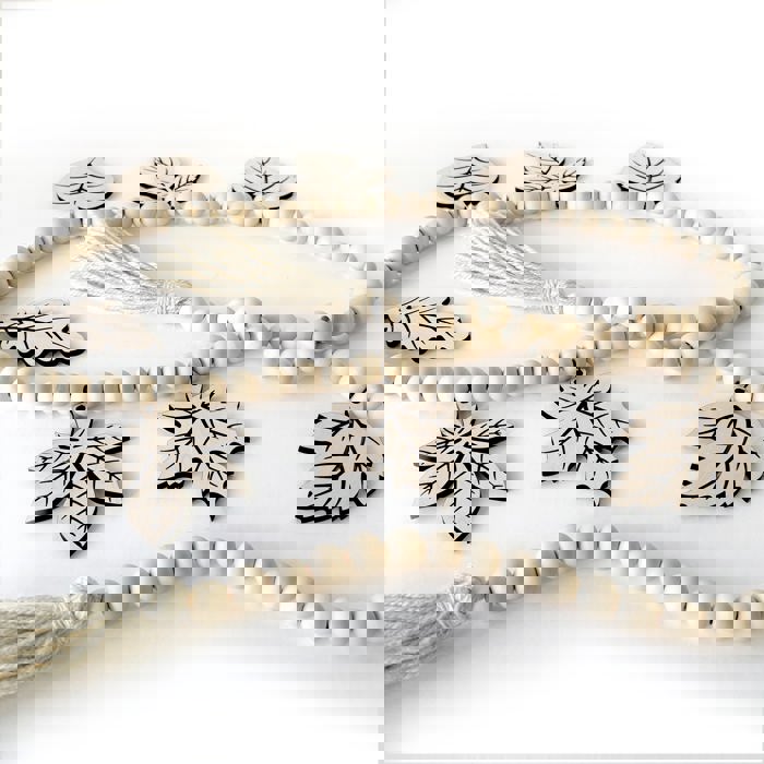 Fall Leaves Wood Bead Garland with Interchangeable Seasonal Charms