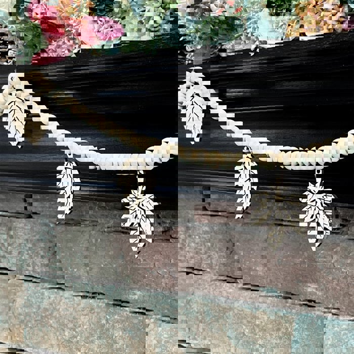 Fall Leaves Wood Bead Garland with Interchangeable Seasonal Charms