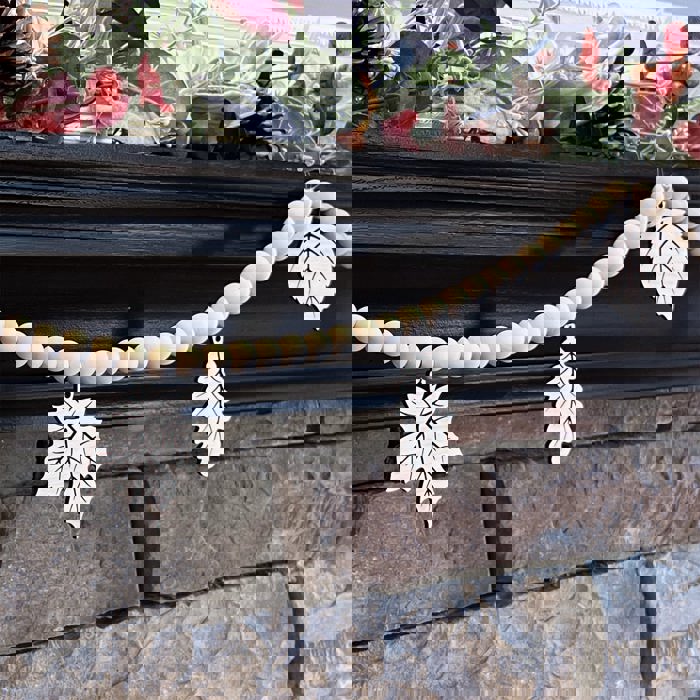 Fall Leaves Wood Bead Garland with Interchangeable Seasonal Charms