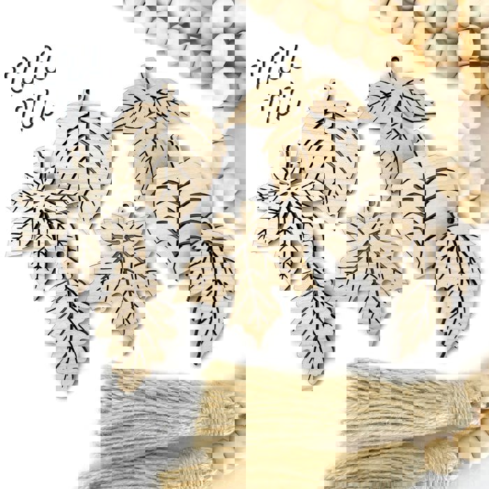 Fall Leaves Wood Bead Garland with Interchangeable Seasonal Charms