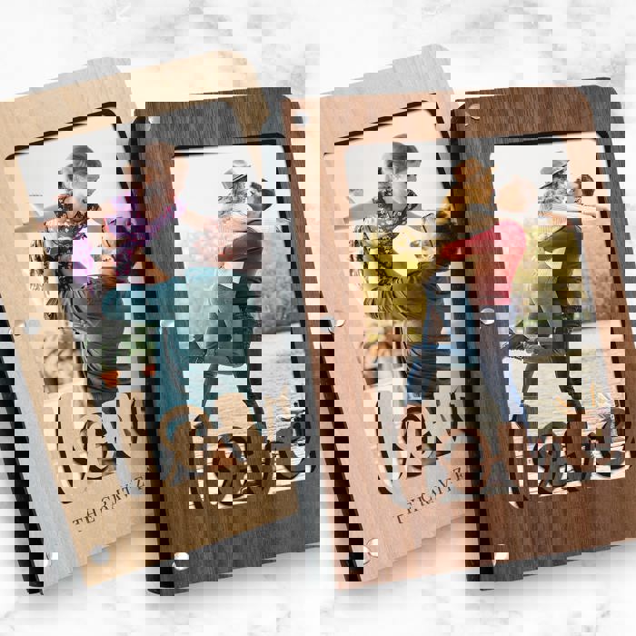 Personalized "Love" Wood Journal with Photo Sleeve