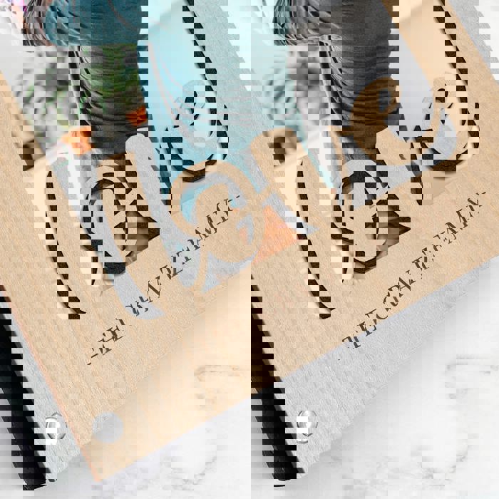 Personalized "Love" Wood Journal with Photo Sleeve