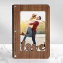 Walnut (Dark Wood) Not Personalized Personalized "Love" Wood Journal with Photo Sleeve