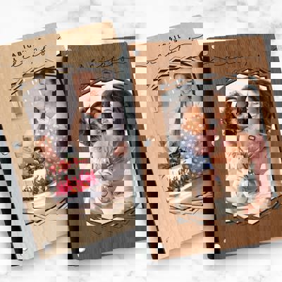 Personalized Wood Recipe Book with Photo Sleeve, Mod Design