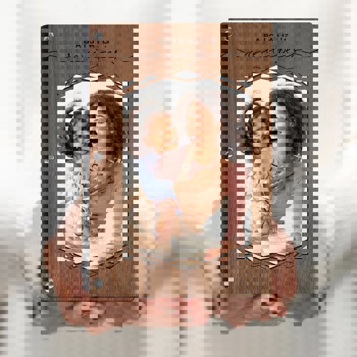 Personalized Wood Recipe Book with Photo Sleeve, Mod Design