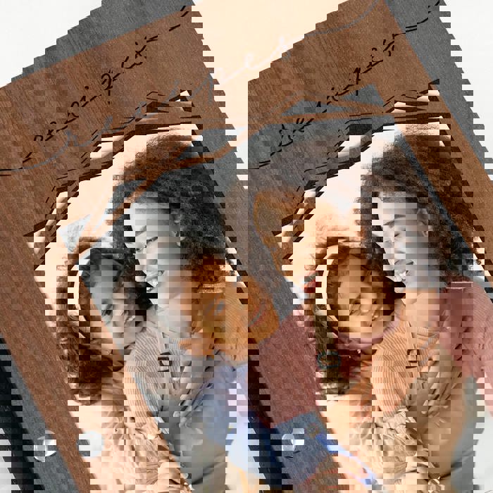 Personalized Wood Recipe Book with Photo Sleeve, Mod Design