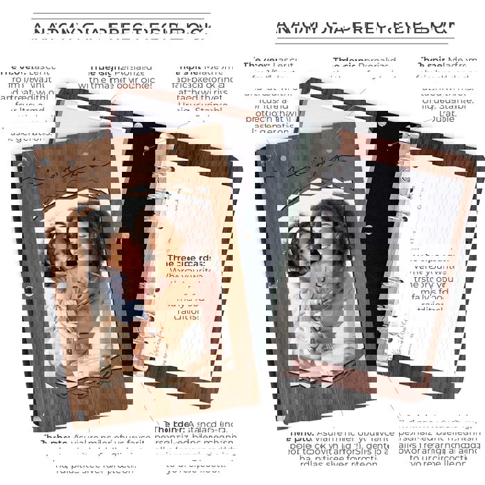 Personalized Wood Recipe Book with Photo Sleeve, Mod Design