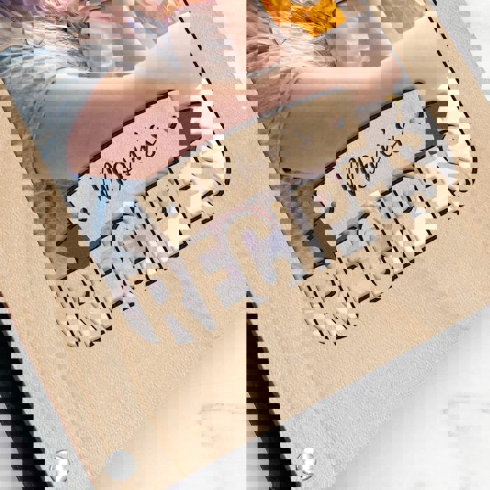 "Mom's Recipes" Wood Recipe Book with Photo Sleeve