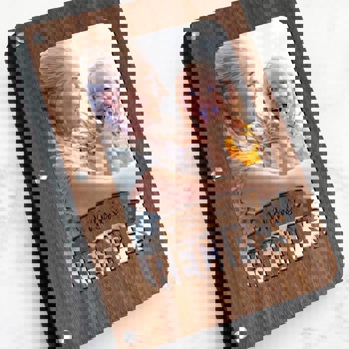 "Mom's Recipes" Wood Recipe Book with Photo Sleeve