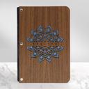 Walnut (Dark Wood) Not Personalized Personalized Wood Journal with Photo Sleeve - Mandala Design