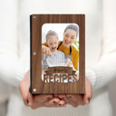 Walnut (Dark Wood) "Mom's Recipes" Wood Recipe Book with Photo Sleeve