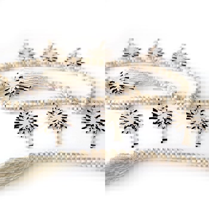 Palm Trees Wood Bead Garland with Interchangeable Seasonal Charms