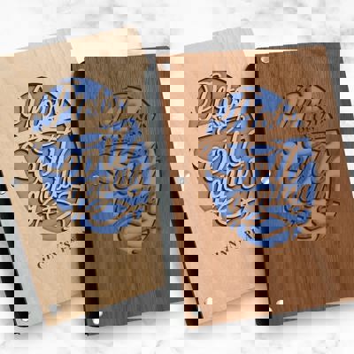 Personalized Wood Journal - "Plots of an Evil Genius"