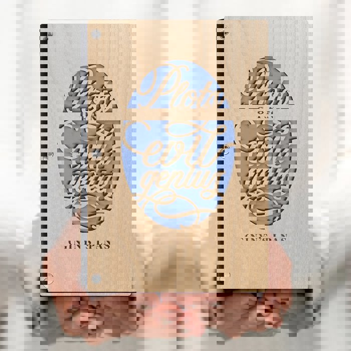 Personalized Wood Journal - "Plots of an Evil Genius"