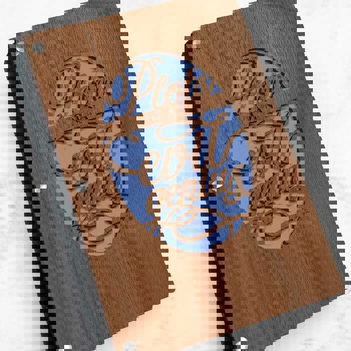 Personalized Wood Journal - "Plots of an Evil Genius"