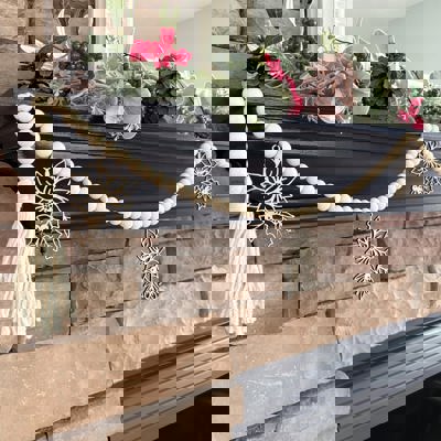 Poinsettia Wood Bead Garland with Interchangeable Seasonal Charms