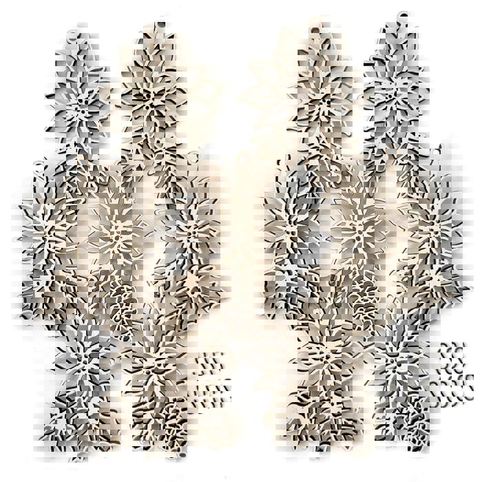 Poinsettia Wood Bead Garland with Interchangeable Seasonal Charms