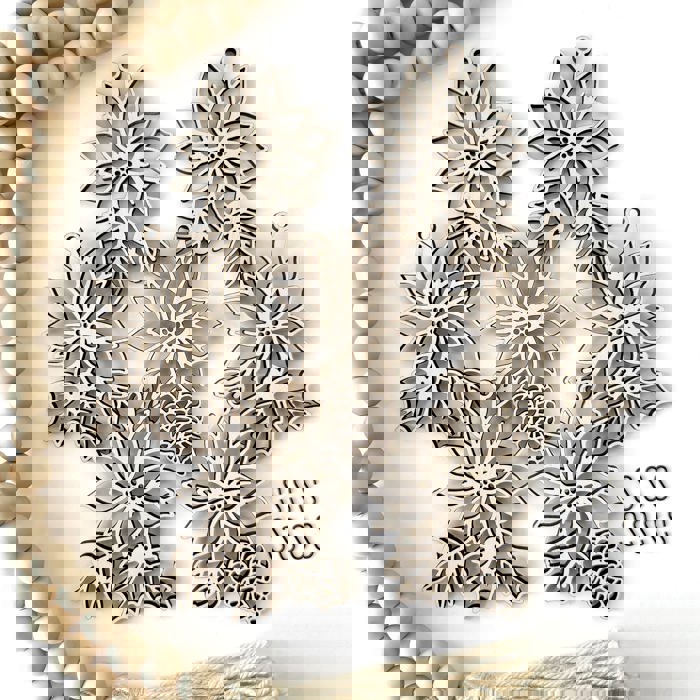 Poinsettia Wood Bead Garland with Interchangeable Seasonal Charms