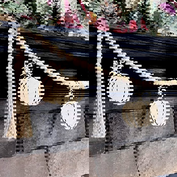 Fall Pumpkins Wood Bead Garland with Interchangeable Seasonal Charms