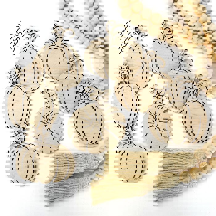 Fall Pumpkins Wood Bead Garland with Interchangeable Seasonal Charms