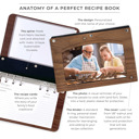  Personalized Wood Recipe Book with Photo Sleeve, Arc Design