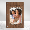 Walnut (Dark Wood) Not Personalized Personalized Wood Recipe Book with Photo Sleeve, Mod Design