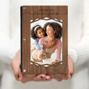Walnut (Dark Wood) Personalized Personalized Wood Recipe Book with Photo Sleeve, Mod Design