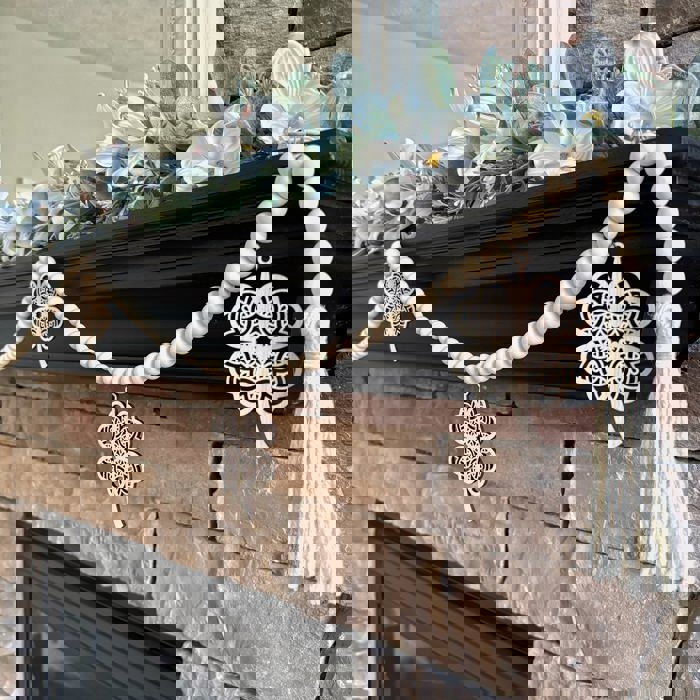 Shamrock Wood Bead Garland with Interchangeable Seasonal Charms