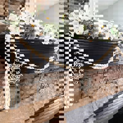 Star of David Wood Bead Garland with Interchangeable Seasonal Charms