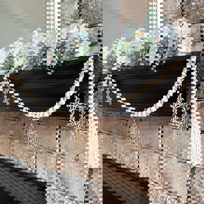 Star of David Wood Bead Garland with Interchangeable Seasonal Charms