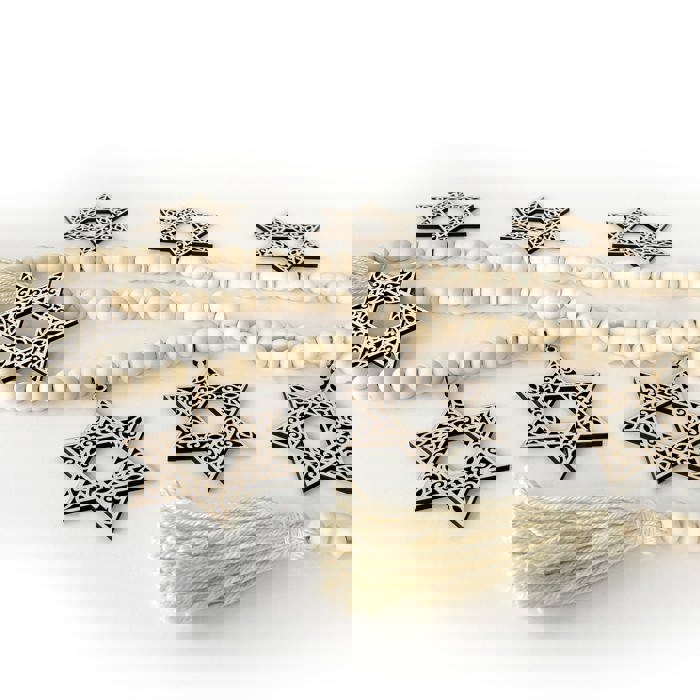 Star of David Wood Bead Garland with Interchangeable Seasonal Charms