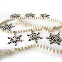  Snowflake Wood Bead Garland with Interchangeable Seasonal Charms 