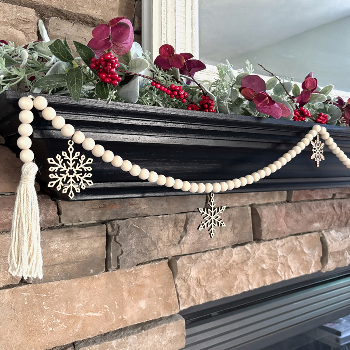 Snowflake Wood Bead Garland with Interchangeable Seasonal Charms 