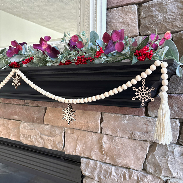 Snowflake Wood Bead Garland with Interchangeable Seasonal Charms 
