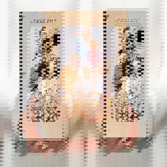 "Thanksgiving Recipes" Personalized Wood Recipe Book